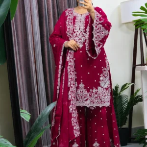 শরারা সেট গাঢ় গোলাপি